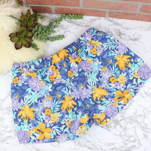 Patagonia Barely Baggies Shorts Blue Yellow Floral Hawaiian Print Size Medium - Picture 2 of 7